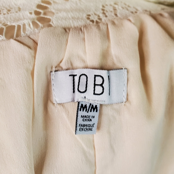 NWT Tobi Off White Lace Sleeveless Deep-V Sheer Back Mini Dress Womens Medium - Picture 13 of 15